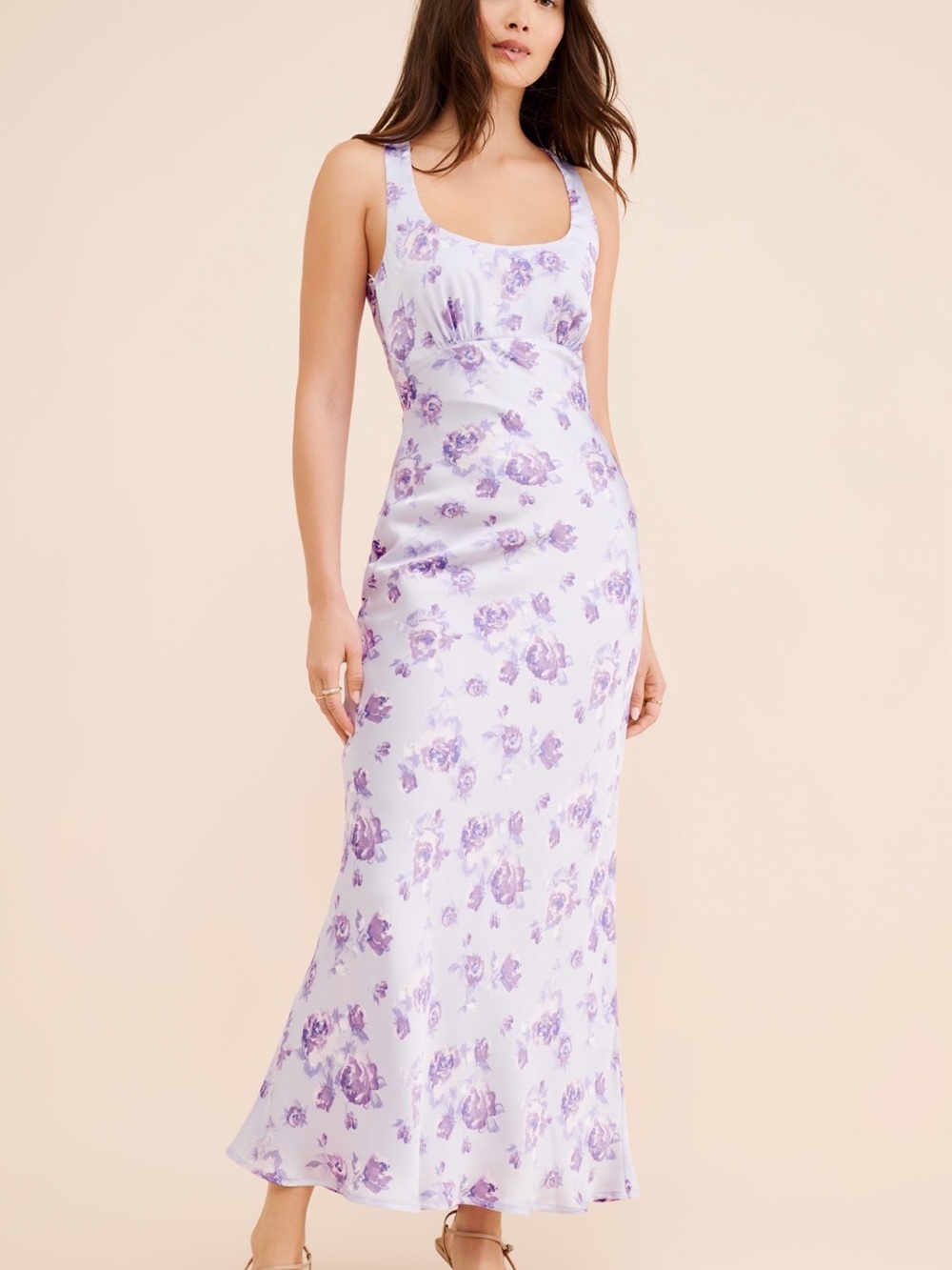 Anthropologie If By Sea Satin Floral Slip Dress